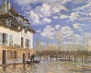 Alfred Sisley The Bark during the Flood,Port Marly (mk09) oil on canvas